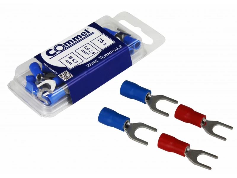 Commel szigetelt villás saru 2,5mm2  25db/csomag